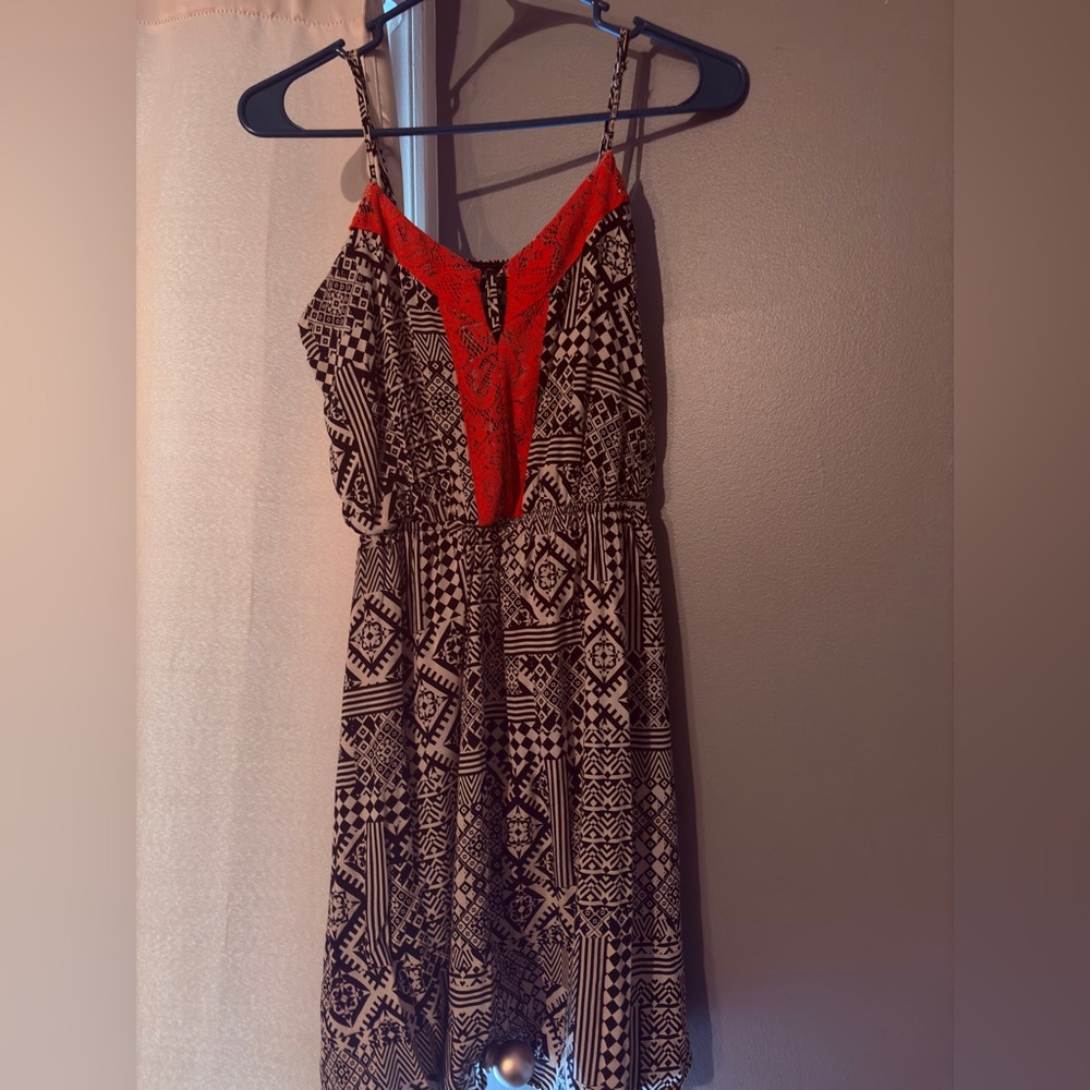 Women's Black and orange Patterned Dress